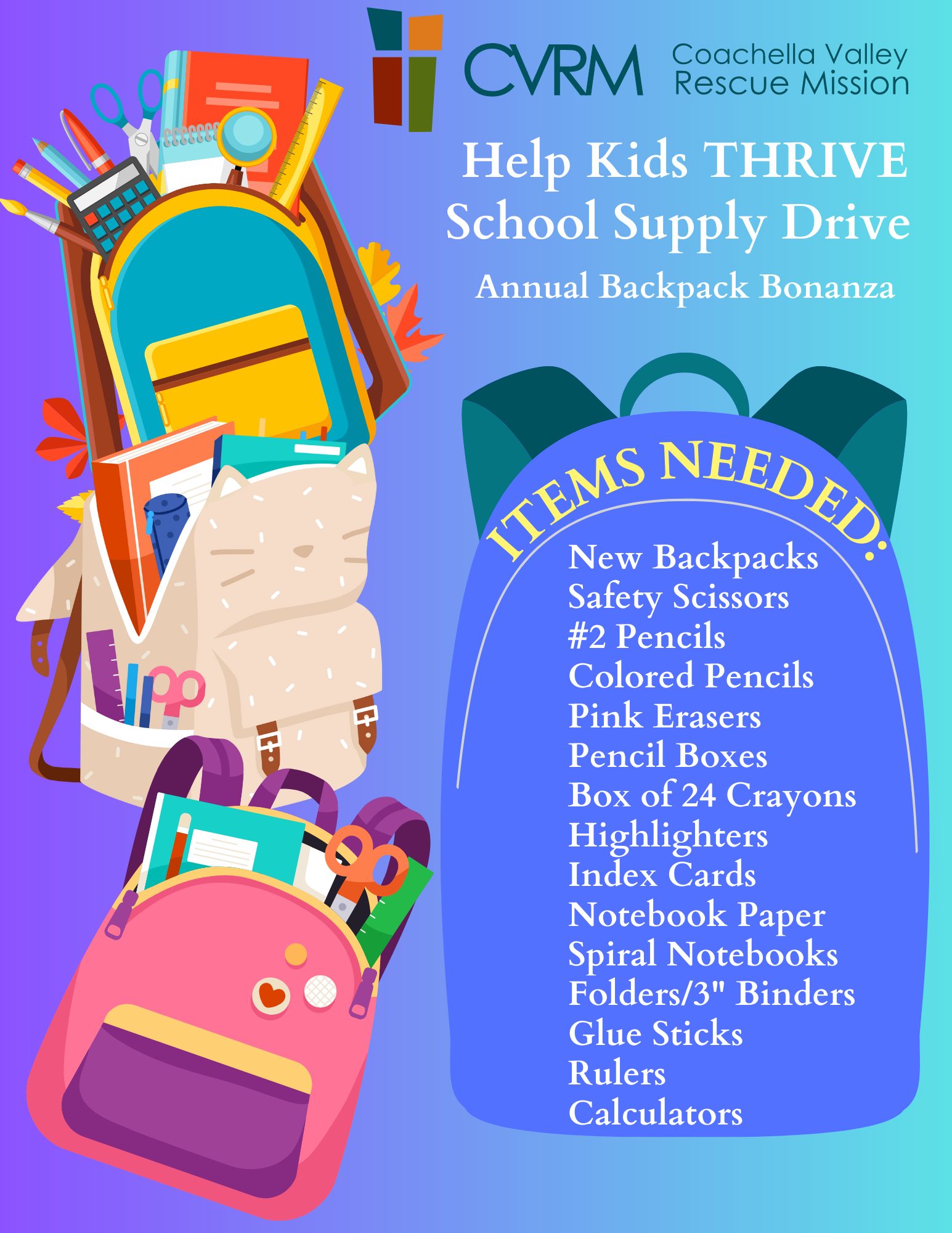 Help Kids THRIVE School Supply Drive